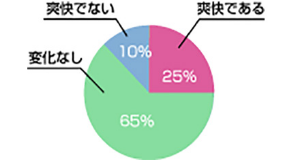 爽快である25% 変化なし65% 爽快でない10%